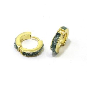 Pendientes plata dorada turmalina verde