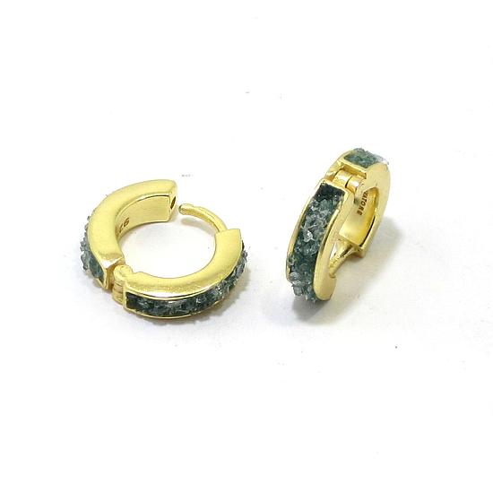 Pendientes plata dorada turmalina verde