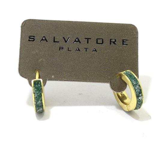Pendientes plata dorada turmalina verde