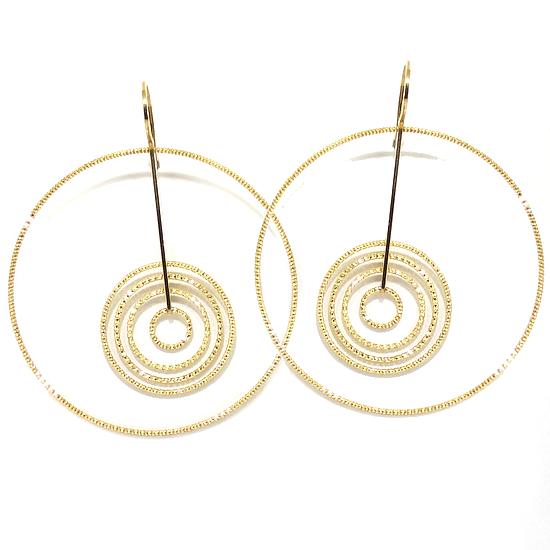 Pendientes plata dorada aros diamantados