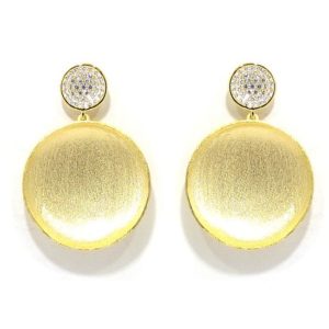 Pendientes plata dorada circulo circonitas