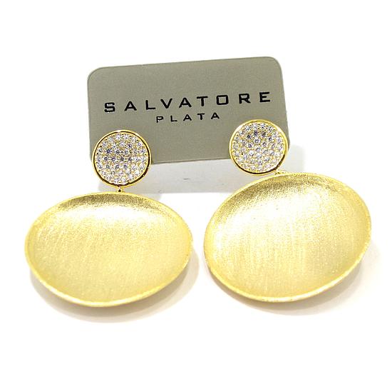 Pendientes plata dorada circulo circonitas