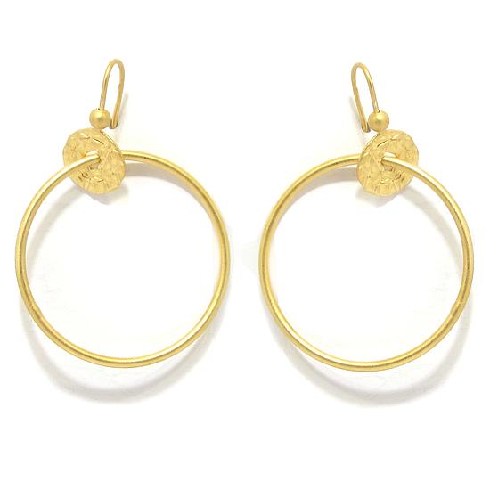 Pendientes plata dorada aro satinado