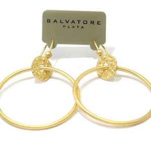 Pendientes plata dorada aro satinado