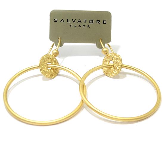 Pendientes plata dorada aro satinado