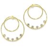 Pendientes plata dorada dos aro circonitas