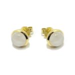 Pendientes plata dorada piedra luna