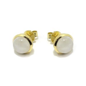 Pendientes plata dorada piedra luna