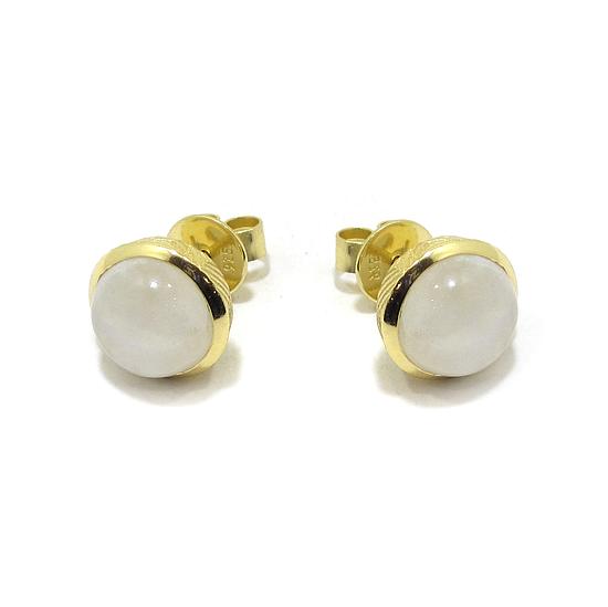Pendientes plata dorada piedra luna