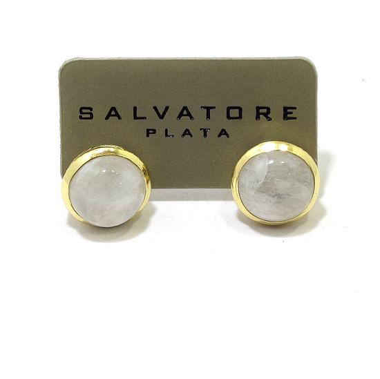 Pendientes plata dorada piedra luna