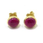 Pendientes plata dorada rubi