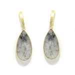 Pendientes plata dorada lagrima rutilado