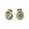 Pendientes plata dorada ovalo satinado