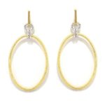 Pendientes plata dorada ovalo satinado