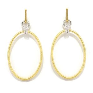 Pendientes plata dorada ovalo satinado