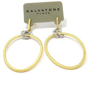 Pendientes plata dorada ovalo satinado