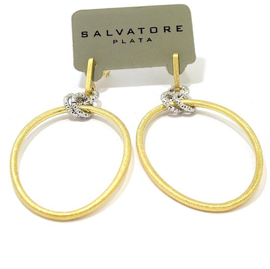 Pendientes plata dorada ovalo satinado