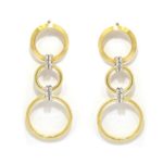 Pendientes plata dorada tres aros