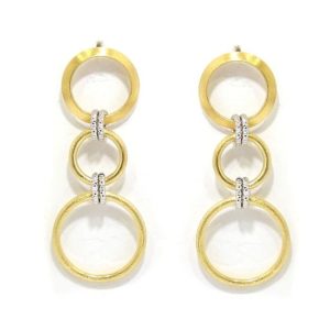 Pendientes plata dorada tres aros