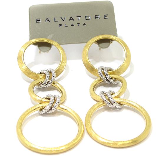 Pendientes plata dorada tres aros