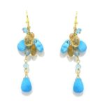 Pendientes plata dorada turquesas citrino
