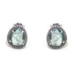 Pendientes plata ovalo cristal azul circonitas