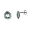 Pendientes plata ovalo cristal azul circonitas