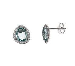 Pendientes plata ovalo cristal azul circonitas