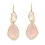 Pendientes plata rosa cuarzo rosa pera