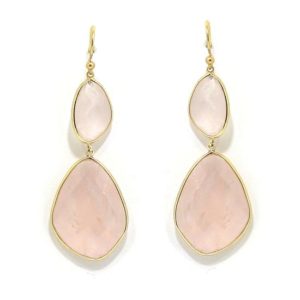 Pendientes plata rosa cuarzo rosa pera