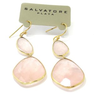 Pendientes plata rosa cuarzo rosa pera