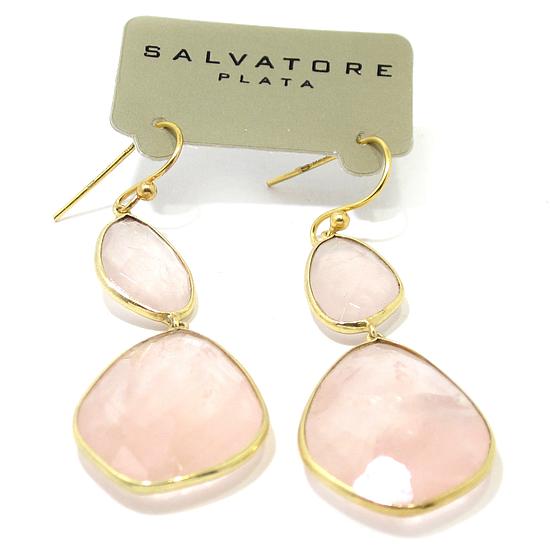Pendientes plata rosa cuarzo rosa pera