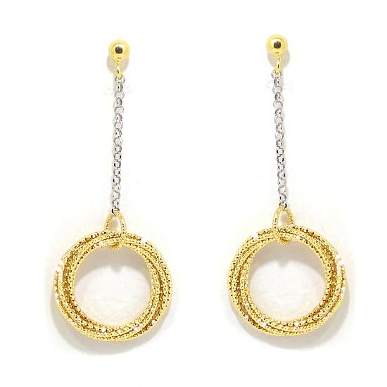Pendientes cadena aros diamantados