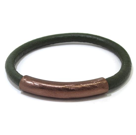 Pulsera caballero acero marron piel