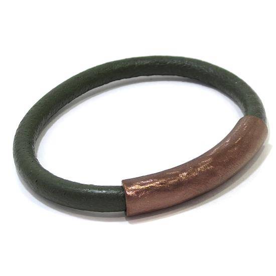 Pulsera caballero acero marron piel