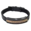 Pulsera caballero acero piel negra