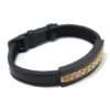 Pulsera caballero acero piel negra