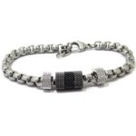 Pulsera caballero acero cilindros grises