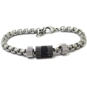Pulsera caballero acero cilindros grises