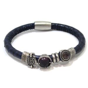 Pulsera alta bisuteria rodio piel