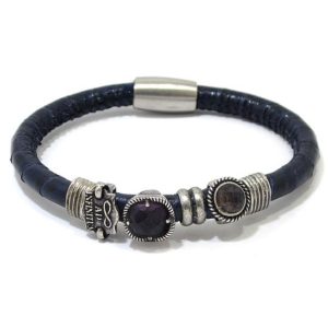Pulsera alta bisuteria rodio piel