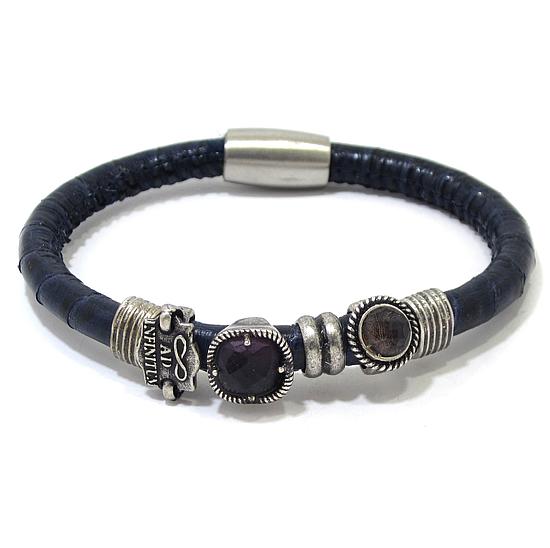 Pulsera alta bisuteria rodio piel