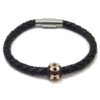 Pulsera caballero acero piel negra