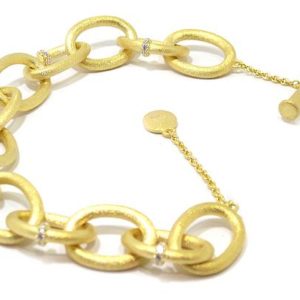 Pulsera plata dorada satinada circonitas