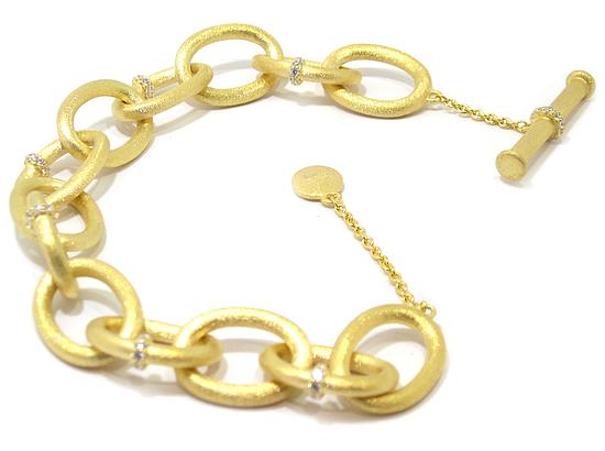 Pulsera plata dorada satinada circonitas