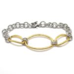 Pulsera plata aros entrelazados diamantados