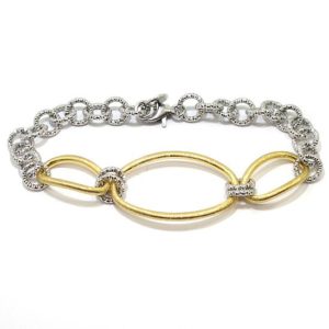 Pulsera plata aros entrelazados diamantados