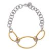 Pulsera plata rodio aros entrelazados diamantados