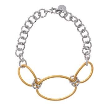 Pulsera plata rodio aros entrelazados diamantados