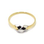 Anillo fino con motivo aspa en blanco oro amarillo